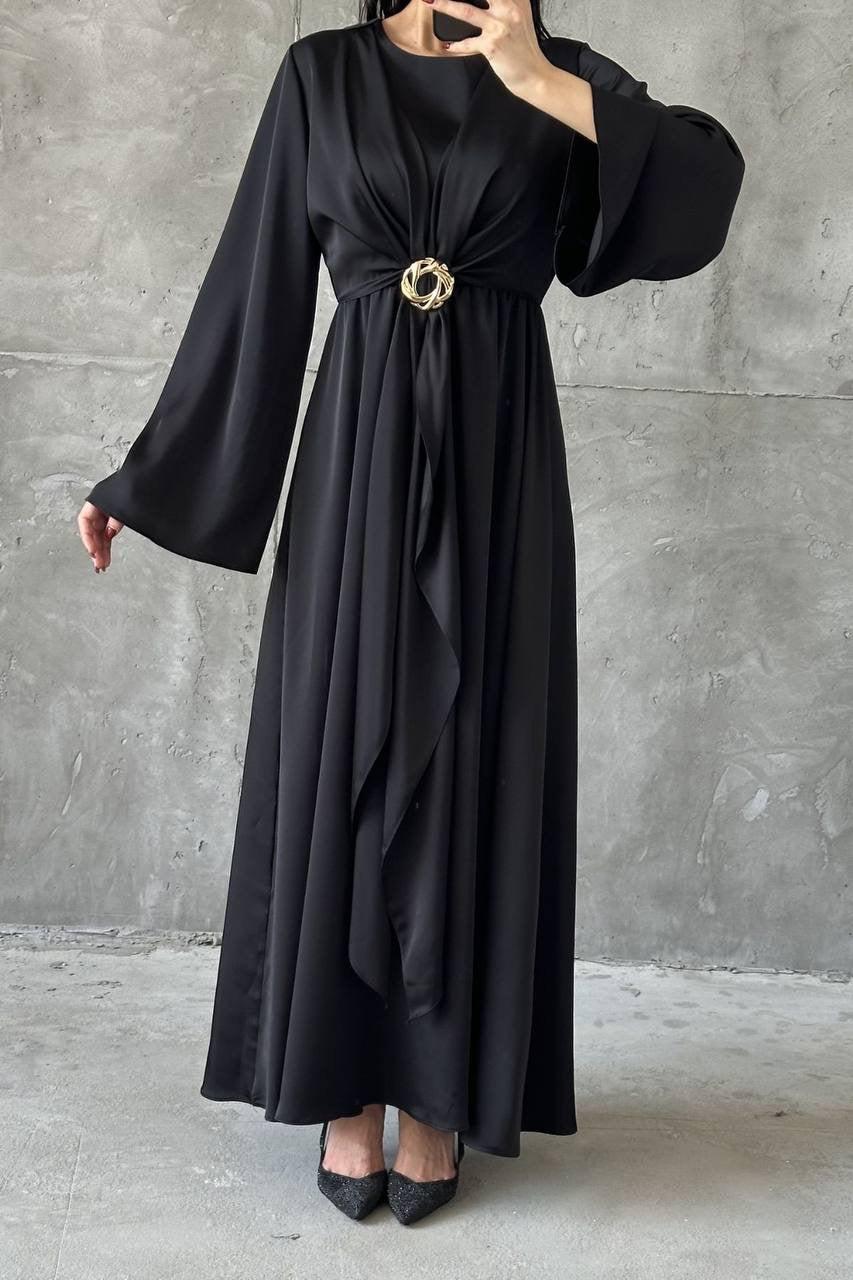 Cascading Knot Satin Maxi Dress