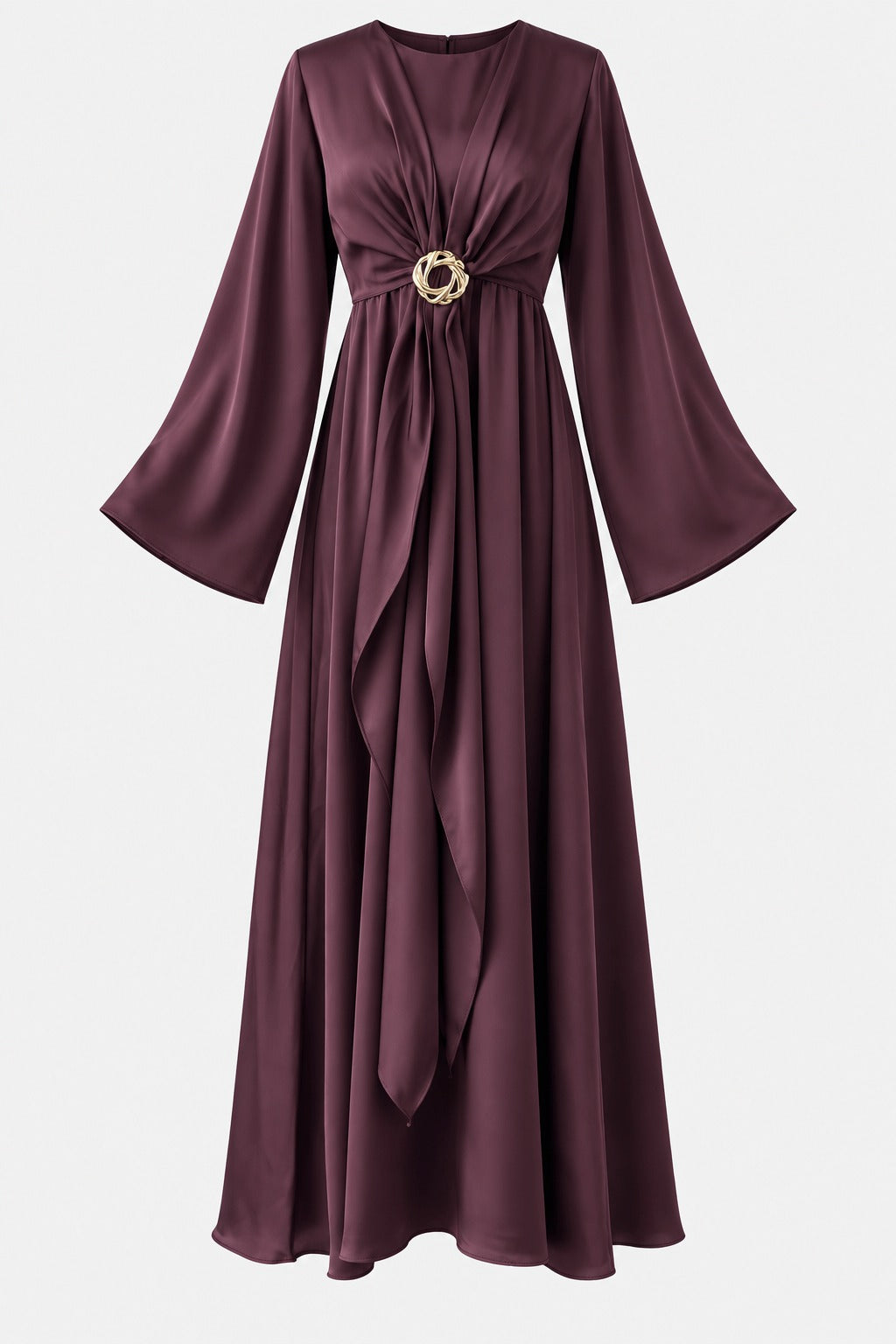 Cascading Knot Satin Maxi Dress