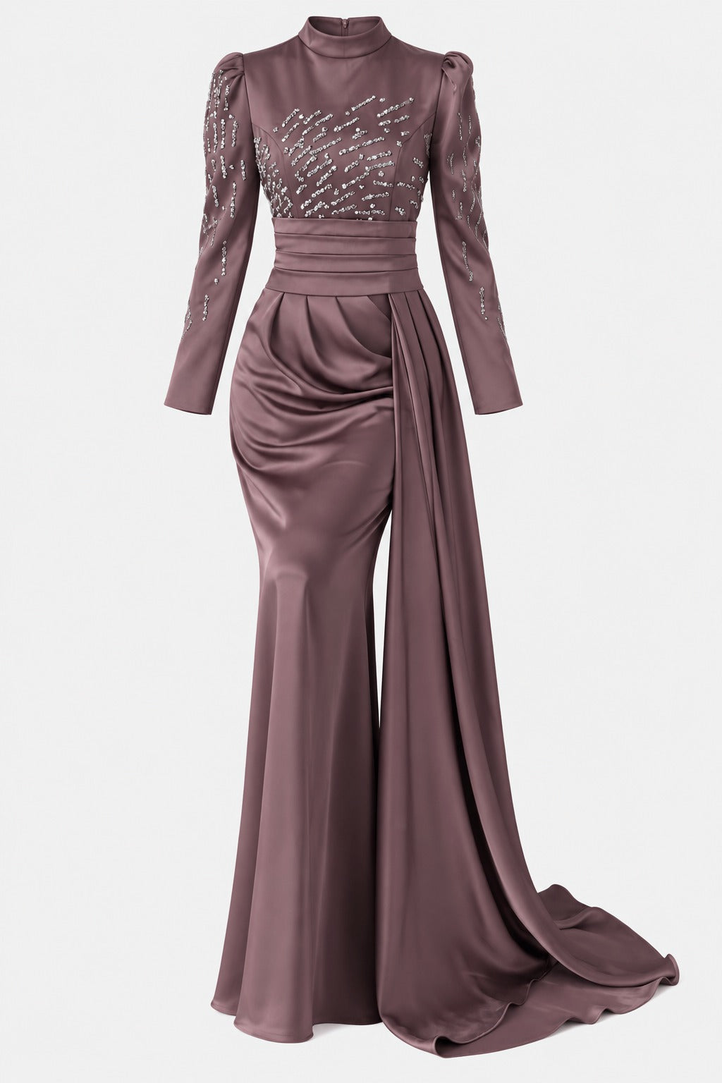 The Aurora Tail Satin Evening Gown