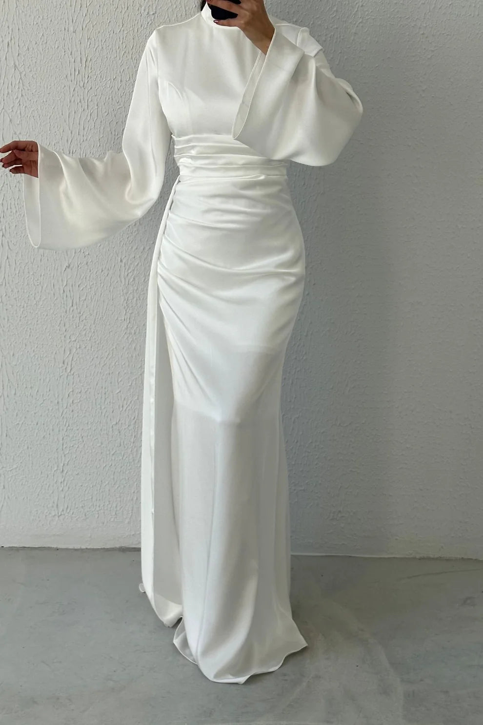 Elegant Draped Satin Evening Dress 6973