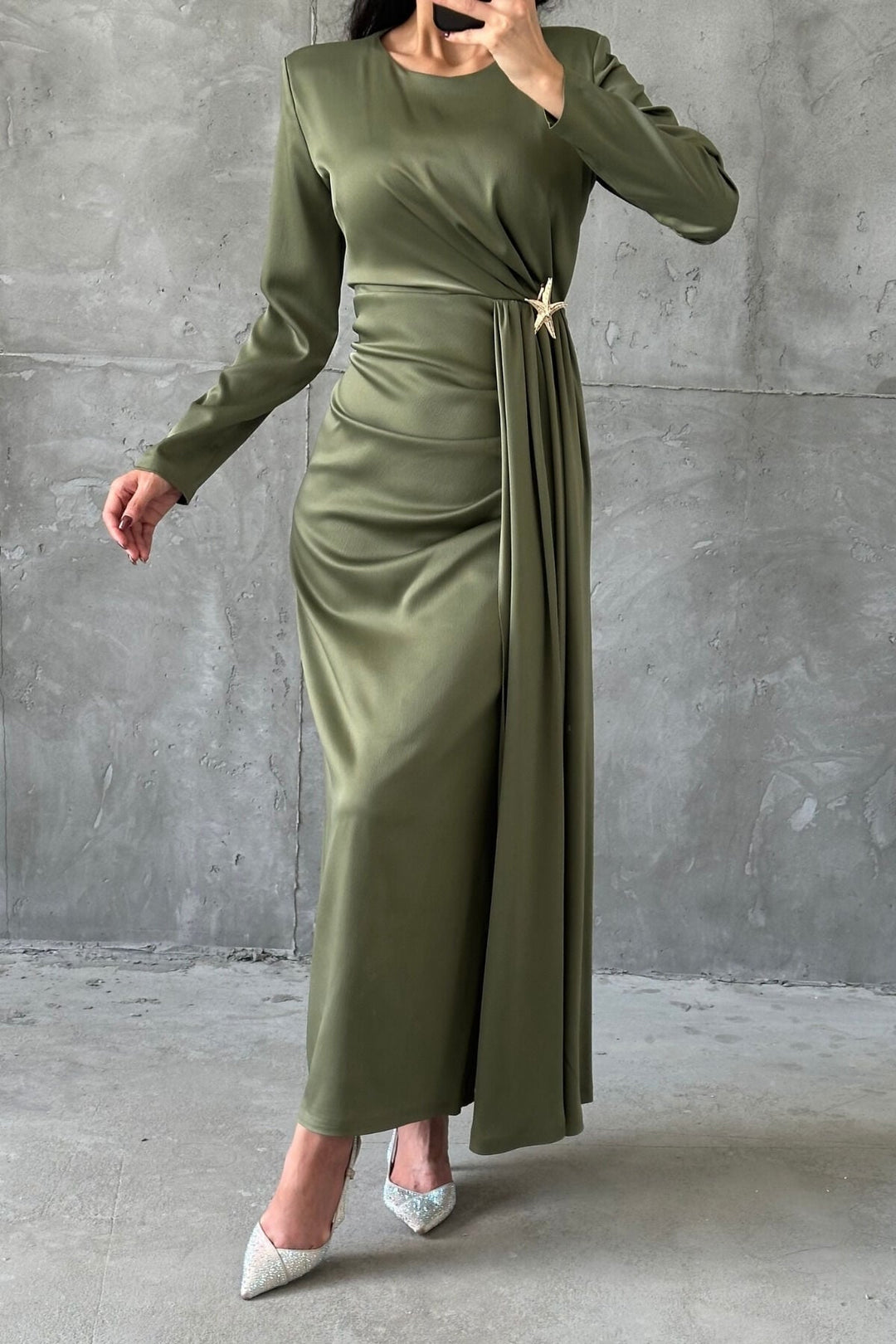 The Evelisse Lace Draped Gown