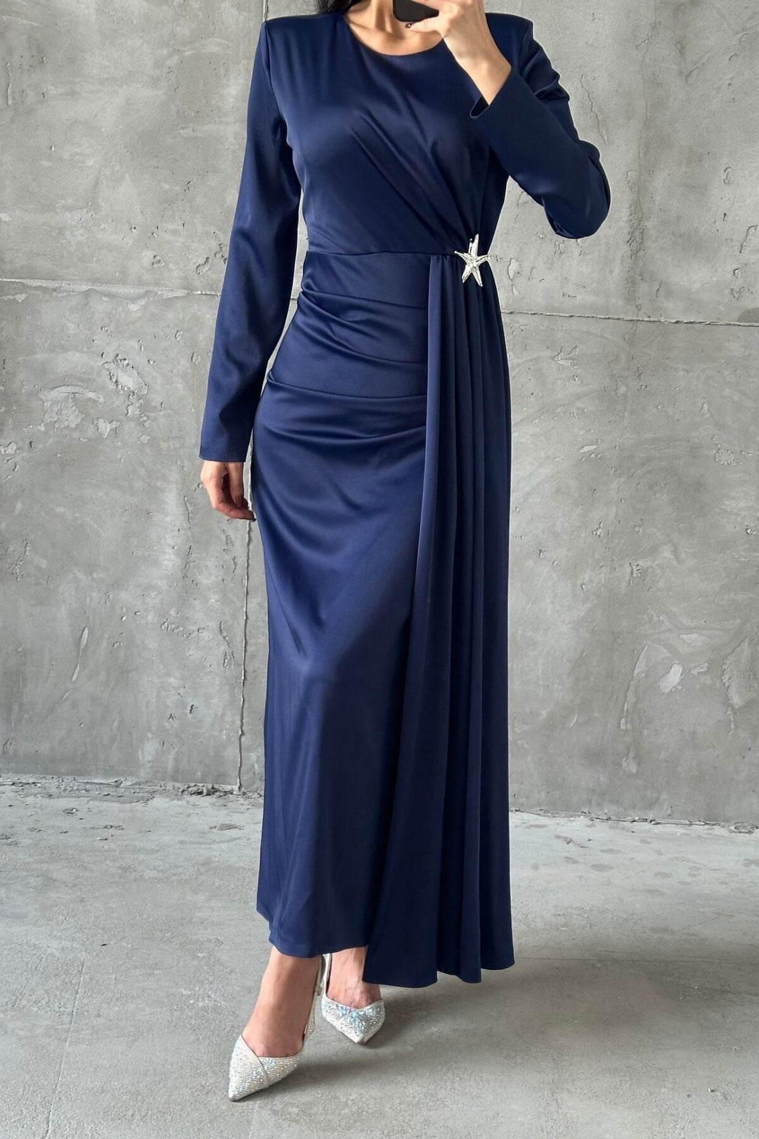 The Evelisse Lace Draped Gown