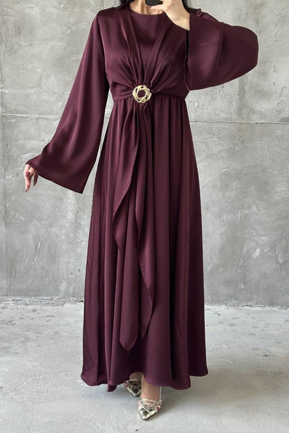 Cascading Knot Satin Maxi Dress 6029