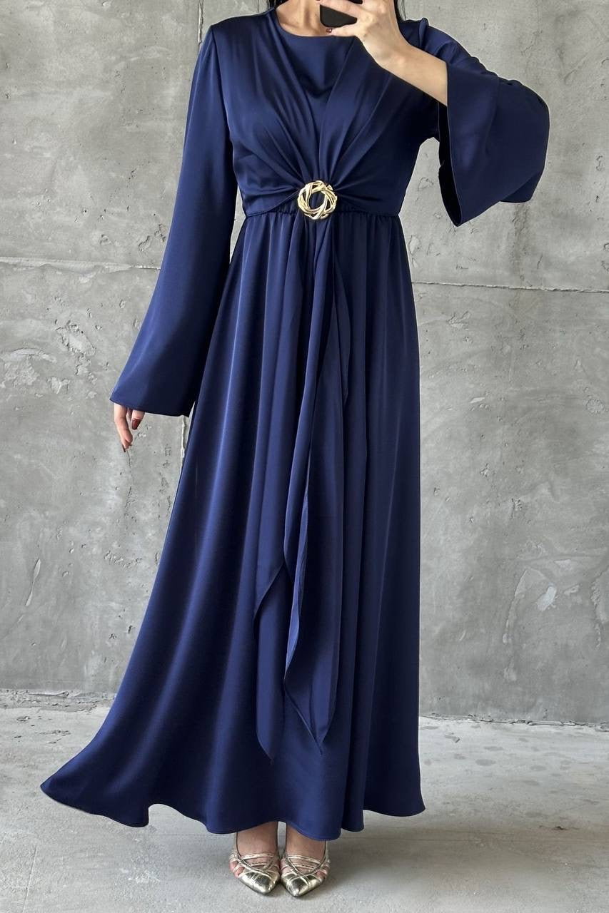 Cascading Knot Satin Maxi Dress 6029