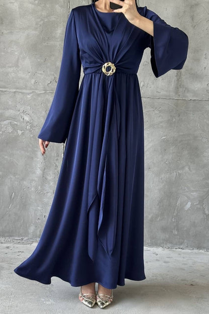 Cascading Knot Satin Maxi Dress 6029