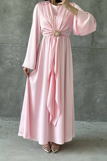 Cascading Knot Satin Maxi Dress 6029