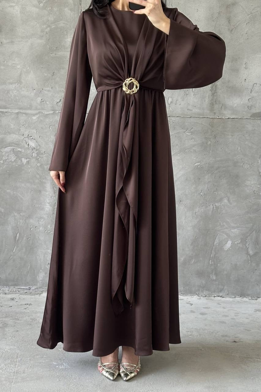Cascading Knot Satin Maxi Dress 6029