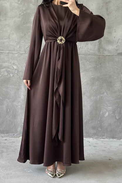 Cascading Knot Satin Maxi Dress 6029