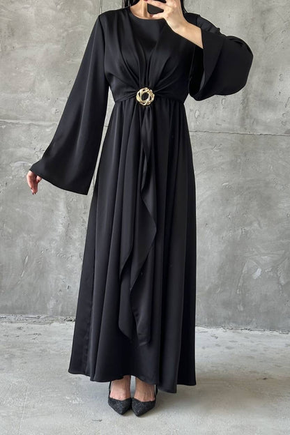 Cascading Knot Satin Maxi Dress 6029