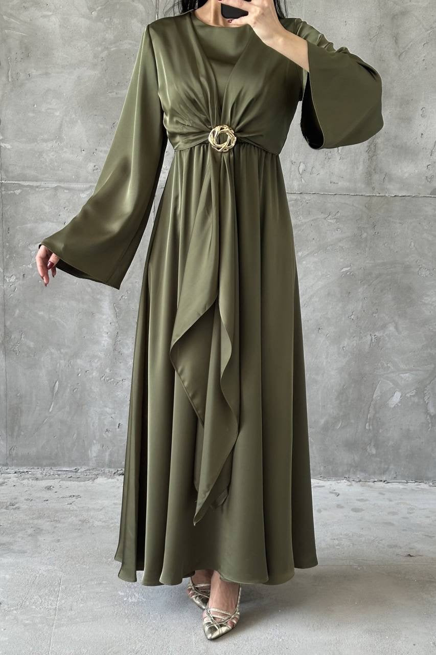 Cascading Knot Satin Maxi Dress 6029