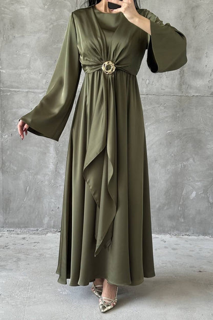 Cascading Knot Satin Maxi Dress 6029