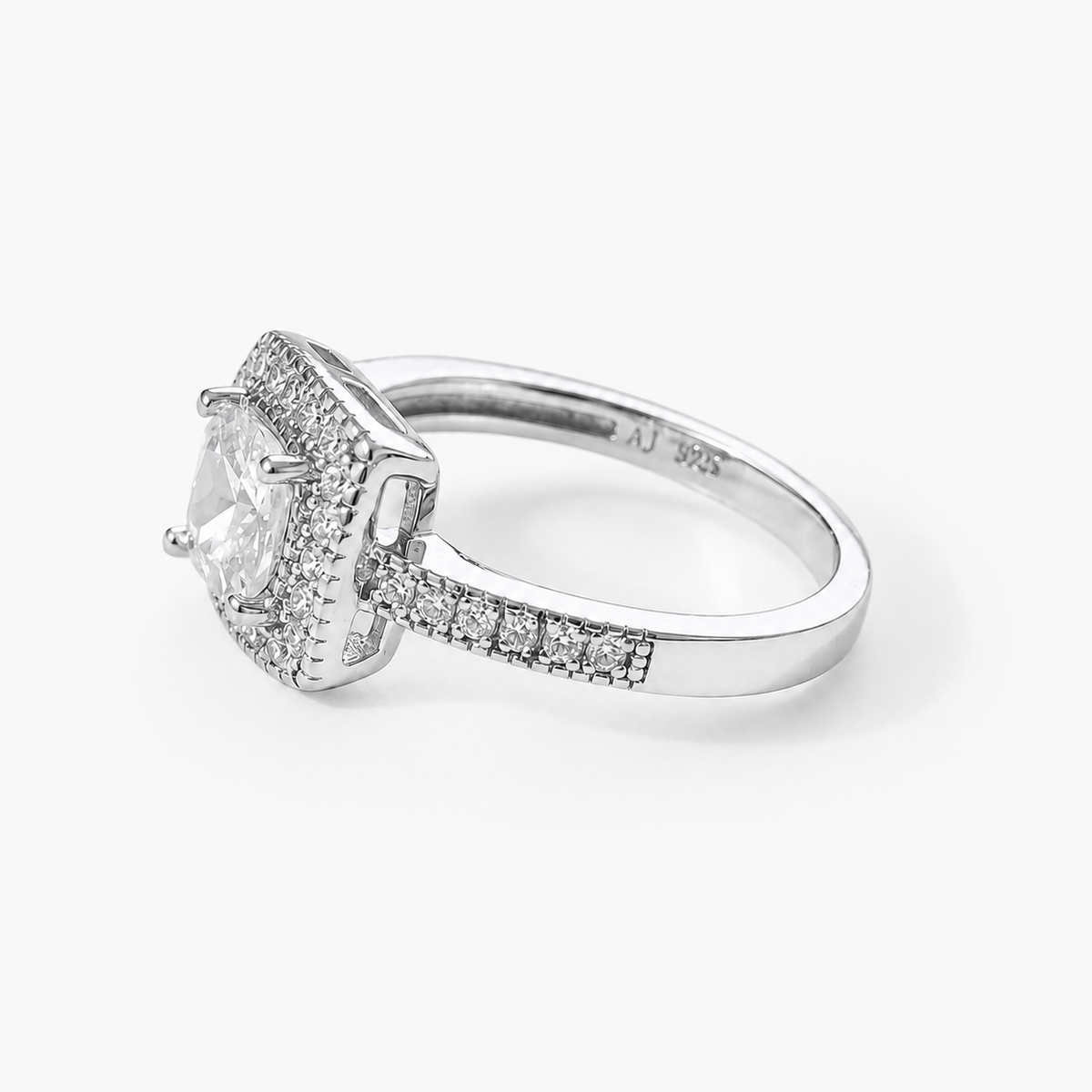 Bague Auréole Céleste - Argent Sterling 925 et Zirconium Cubique