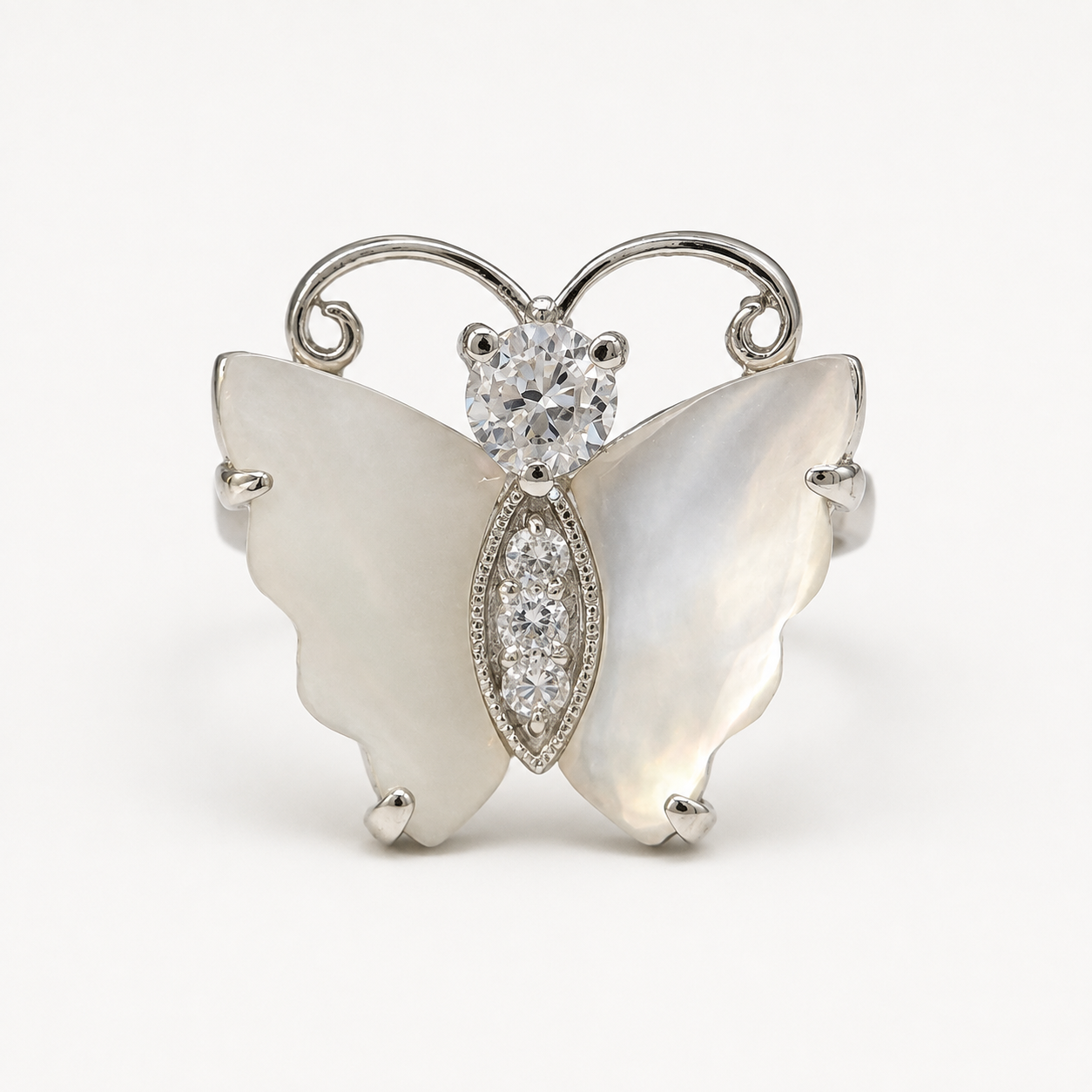 The Amara Pearl Butterfly Ring – 925 Sterling Silver