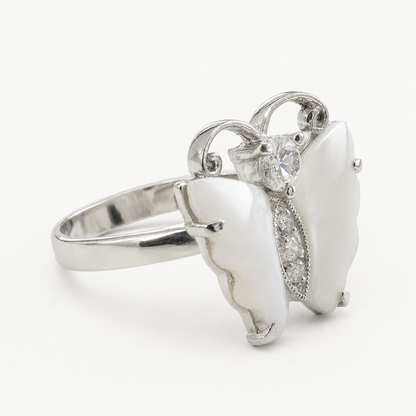 The Amara Pearl Butterfly Ring – 925 Sterling Silver
