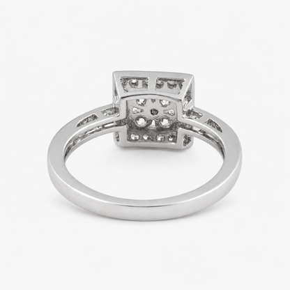 The Élodie Square Halo Ring – 925 Sterling Silver & CZ