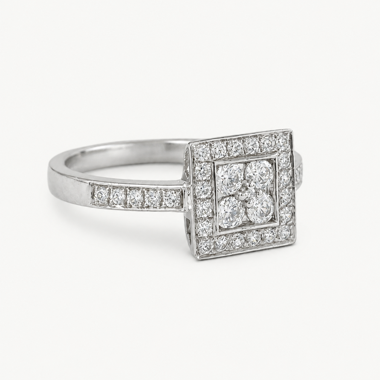 The Élodie Square Halo Ring – 925 Sterling Silver & CZ