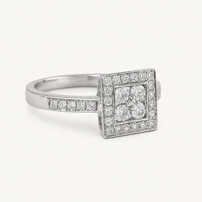 The Élodie Square Halo Ring – 925 Sterling Silver & CZ