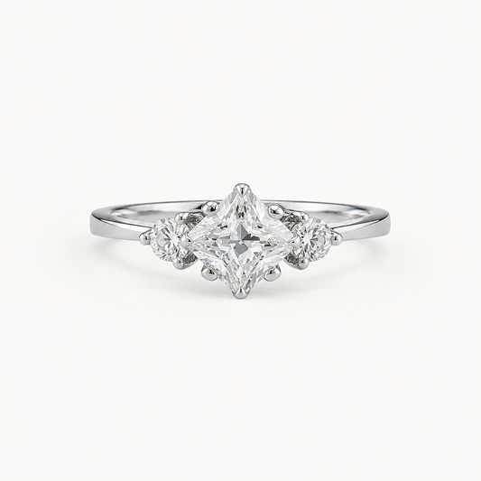 The Lumière Princess Trio Ring – 925 Sterling Silver & CZ