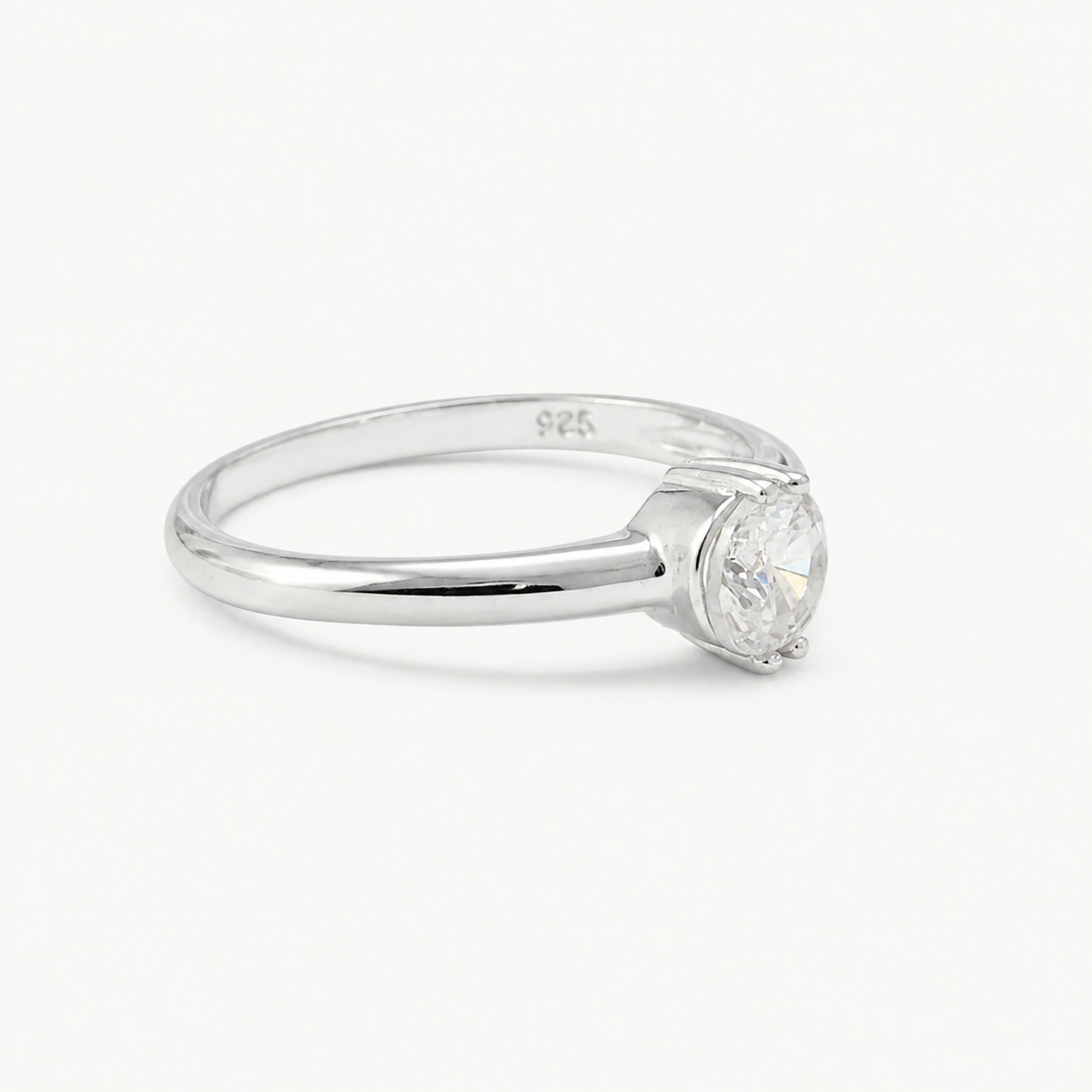 The Amélie Classic Solitaire Ring – Sterling Silver & CZ