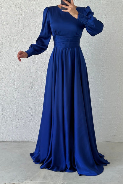 Charming Satin Belted  Evening Dress-Lilac 4777