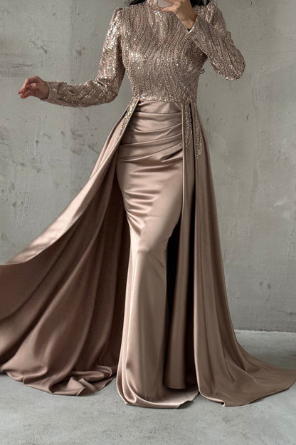 Unique Design Pleated Satin Evening Dress 5011