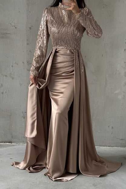 Unique Design Pleated Satin Evening Dress 5011