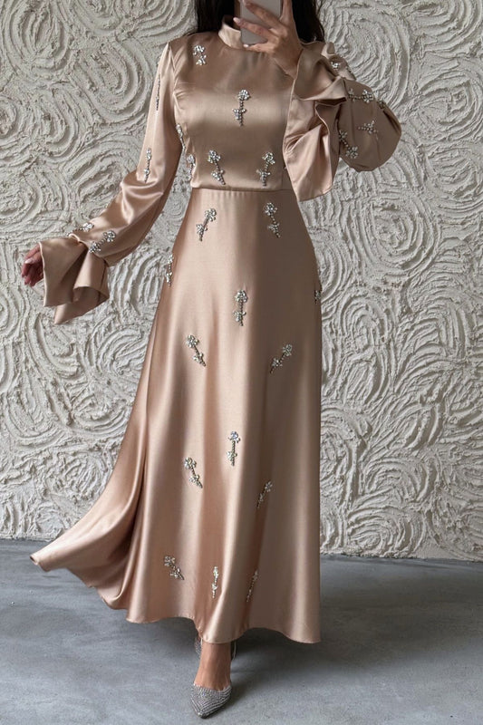 Satin Evening Dress Fascinating with Its Details 1025