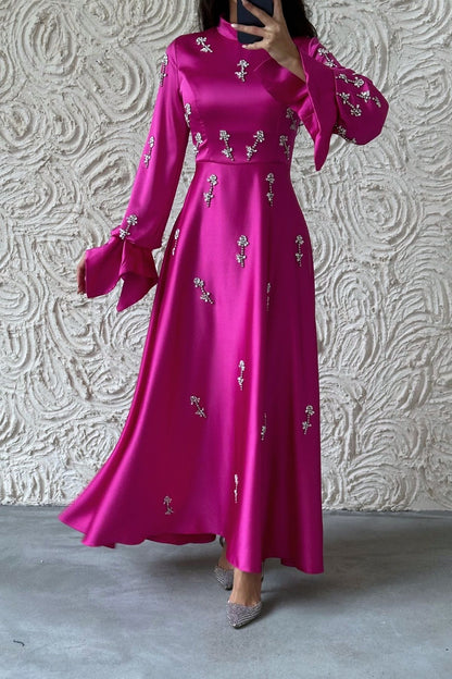 Satin Evening Dress Fascinating with Its Details 1025