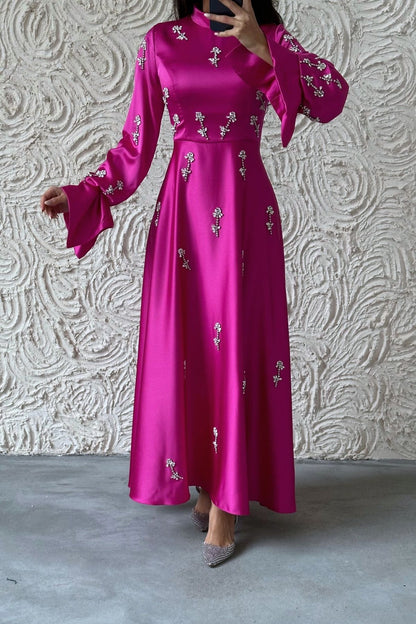 Satin Evening Dress Fascinating with Its Details 1025