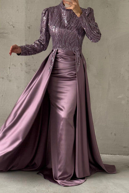 Unique Design Pleated Satin Evening Dress 5011
