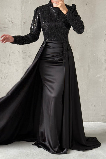 Unique Design Pleated Satin Evening Dress 5011
