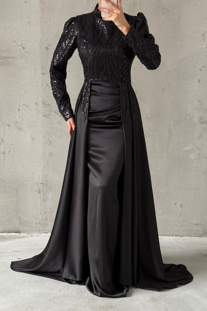 Unique Design Pleated Satin Evening Dress 5011