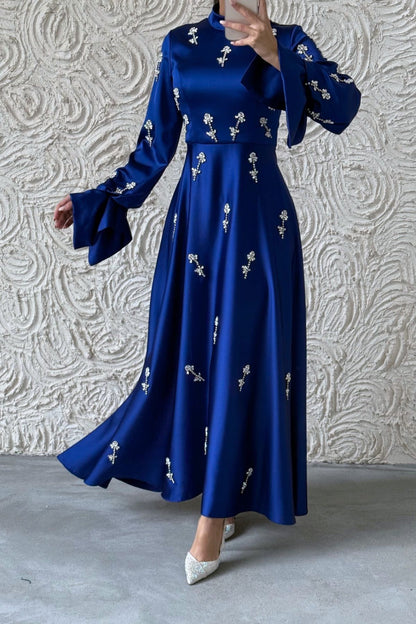 Satin Evening Dress Fascinating with Its Details 1025