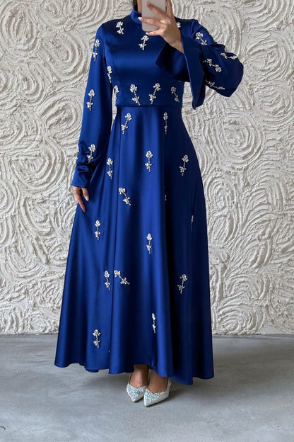 Satin Evening Dress Fascinating with Its Details 1025