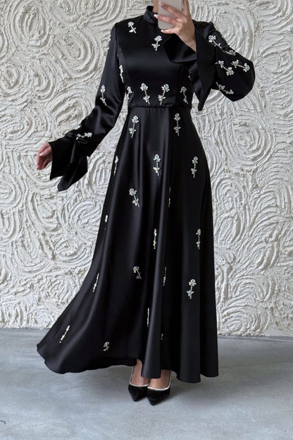 Satin Evening Dress Fascinating with Its Details 1025