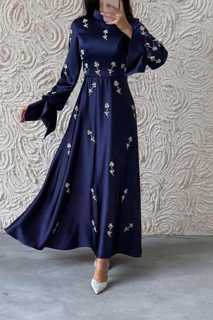 Satin Evening Dress Fascinating with Its Details 1025