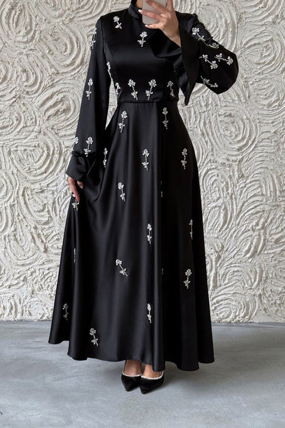 Satin Evening Dress Fascinating with Its Details 1025