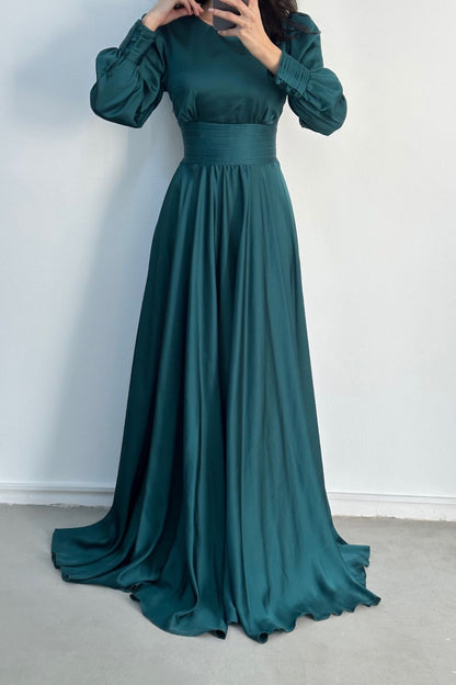 Charming Satin Belted  Evening Dress-Lilac 4777