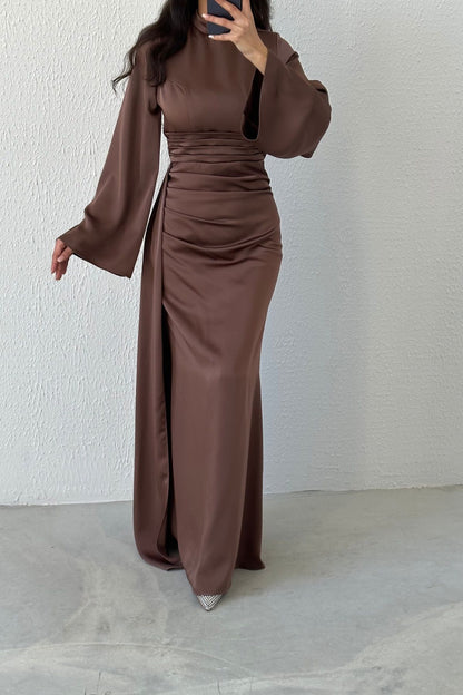 Elegant Draped Satin Evening Dress 6973