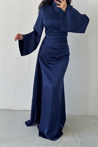 Elegant Draped Satin Evening Dress 6973