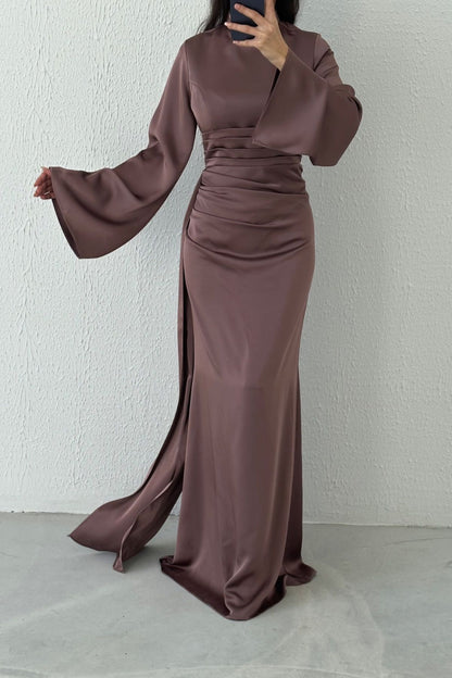 Elegant Draped Satin Evening Dress 6973