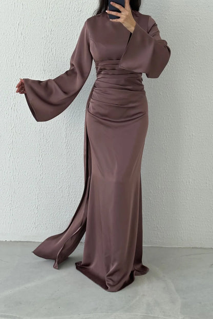 Elegant Draped Satin Evening Dress 6973
