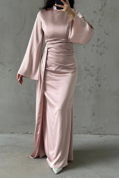 Elegant Draped Satin Evening Dress 6973