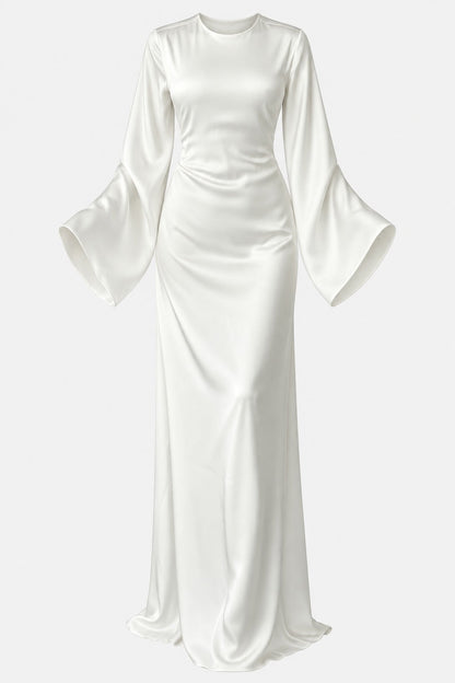 Classic Satin Evening Gown with Back Tie Detail