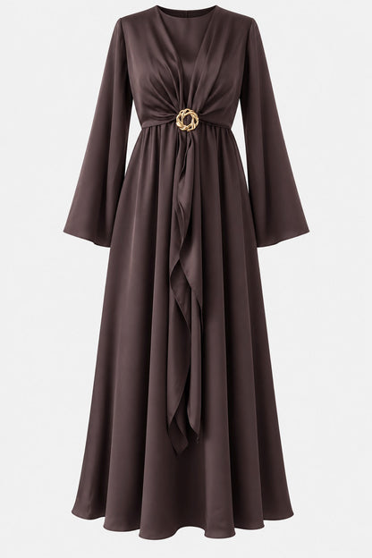 Cascading Knot Satin Maxi Dress