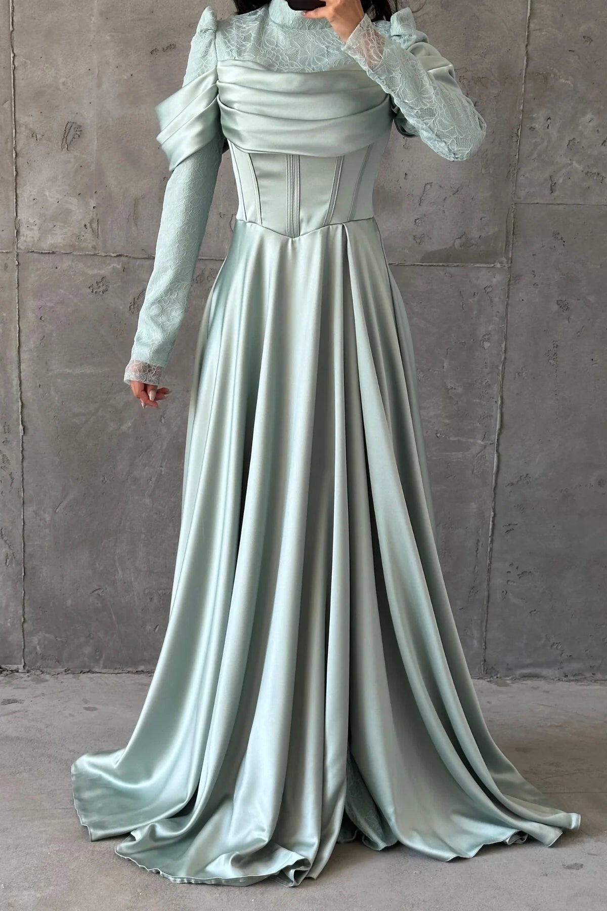 The Safiya Olive Corset Evening Gown