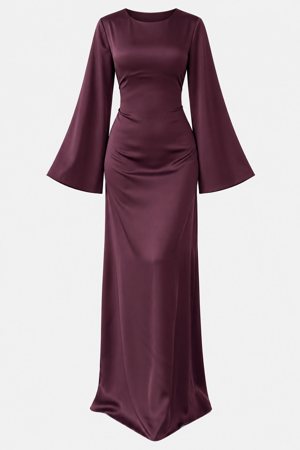 Classic Satin Evening Gown with Back Tie Detail