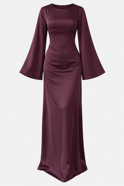 Classic Satin Evening Gown with Back Tie Detail