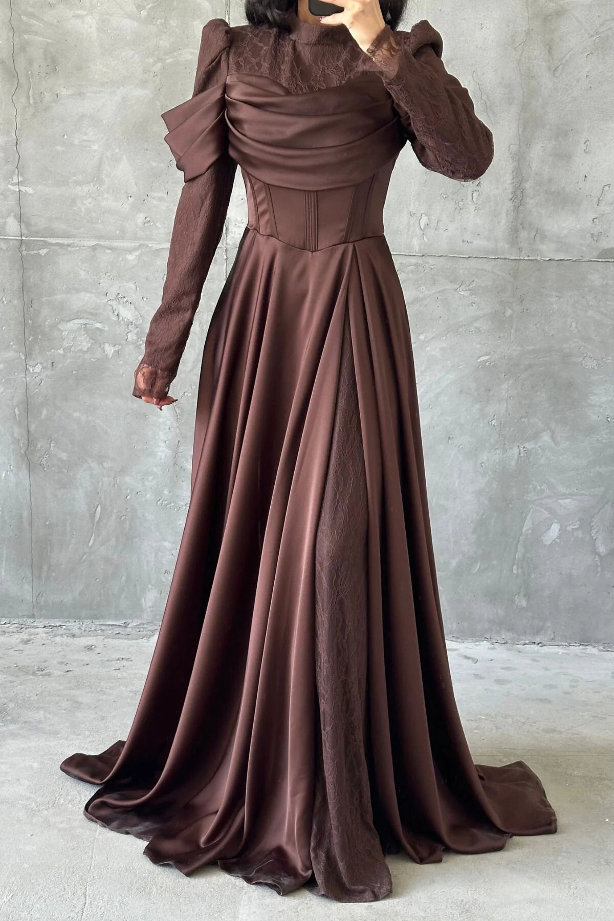 The Safiya Olive Corset Evening Gown