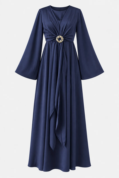 Cascading Knot Satin Maxi Dress